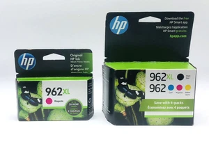 Partia 2 HP 962XL czarny 962 cyjan purpurowy żółty + 962XL wkłady atramentowe purpurowe NOWE - Zdjęcie 1 z 22
