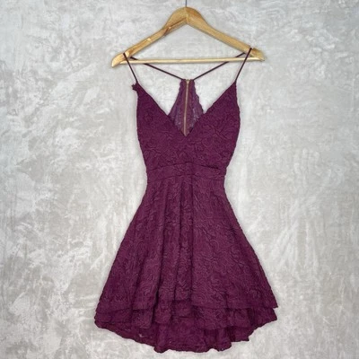 Plum Lace Glitter Dress Cocktail Party Small Elena Gilbert Vampire Diaries - Image 1 of 4