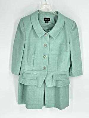 Falda Traje Leslie Fay Mujer Talla 12P Verde Claro Frontal Plisado Falda Foto 1 de 4