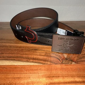 True Religion Herren Ticket Schnalle Jeans Gürtel wendbar schwer Größe 32 - Bild 1 von 3