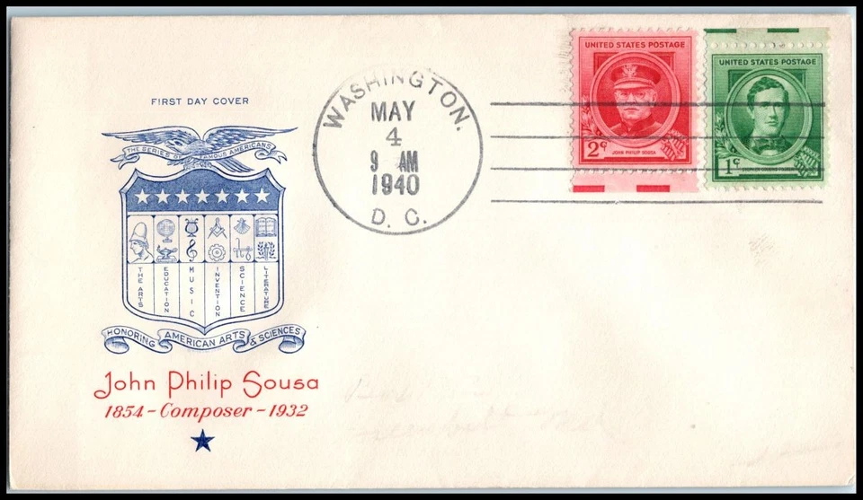 1940 John Philip Sousa composer 1c Sc 880 FDC with Ross Engraving cachet (09 - Image 1 of 1
