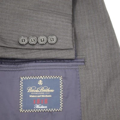 Brooks brothers sport coat men's 42R 1818 madison Saxxon wool striped gray - Image 1 of 4