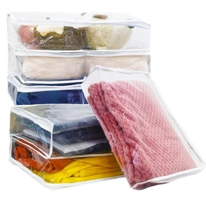 6 Pacs Sweater Storage Bags for Clothes, Clear Storage Bags with Zipper for S... - Picture 1 of 6