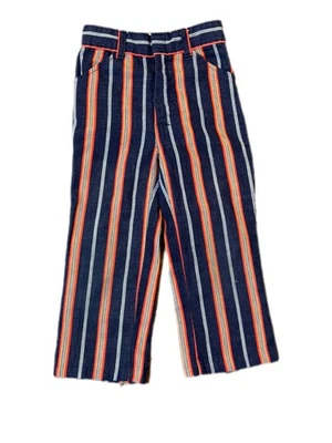 Pantalones de campana a rayas vintage de los años 70 hechos a mano talla 2T Foto 1 de 4