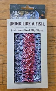 Montona Fly Company Stainless Steel Hip Flask 8oz Color Rainbow Trout Skin - Picture 1 of 9