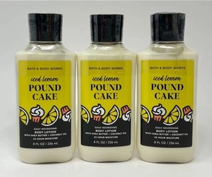 SET OF 3~NEW~BATH & BODY WORKS ICED LEMON POUND CAKE BODY LOTION 8OZ~VERY RARE!  - Picture 1 of 3