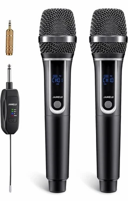 2 x JAMELO Drahtlose Mikrofone Dual UHF Handmikrofon Dynamisches Mikrofonsystem - Bild 1 von 4