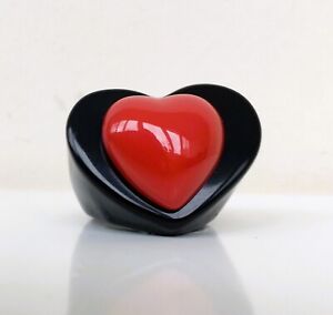Summer Heart Ring Size 7.5 Lucite Acrylic Plastic Ring  18 mm Black and Red