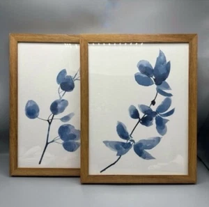 Target Threshold 2 Piece Indigo Apple Branch Watercolor Framed Prints - Picture 1 of 7