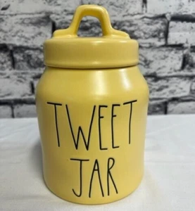 Rae Dunn TWEET JAR Yellow Canister NEW 7 1/2" Very Nice!!! - Picture 1 of 4