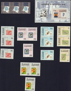 SET CENTENARIO FRANCOBOLLO ZAIRE X 3 + FOGLIO 1220-1224, 1225-1230 COME NUOVO MNH - Foto 1 di 1