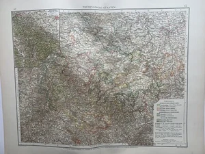 1899 Thuringia Thüringen Germany Original Antique Map by Richard Andree - Picture 1 of 3