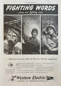 Western Electric Arsenal de comunicaciones 1942 anuncio vintage palabras de lucha - Imagen 1 de 1