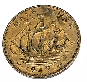 # C1214 GREAT BRITAIN COIN, HALF PENNY 1943 - Picture 1 of 2