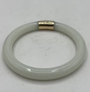 Bracciale vintage cinese in oro 14 carati e giada bianca - Foto 1 di 11