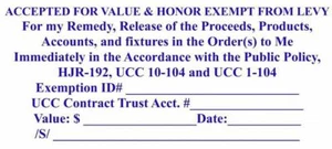 Accepted For Value & Honor Exempt From Levy Self ink Stamp- Blue ink - Picture 1 of 2