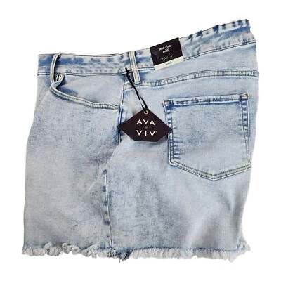 Ava & Viv 女式 22W 流苏下摆牛仔裤中腰 Midi Lightwash 牛仔布全新带标签全新 — 第 1/4 张图片