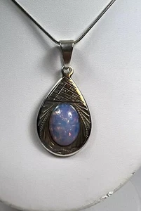 VTG JUVENTO LOPEZ REYES JLR Mexico Sterling Dragon Breath Pendant Faux Opal 16g - Picture 1 of 14