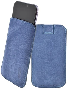 Custodia Slim In Vera Pelle Per iPhone 11 Pro 5.8" In Velluto Blu - Foto 1 di 7