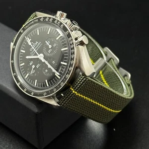 No Pass French Marine Nationale Elastic Parachute Watch Strap Green Yellow - Picture 1 of 7