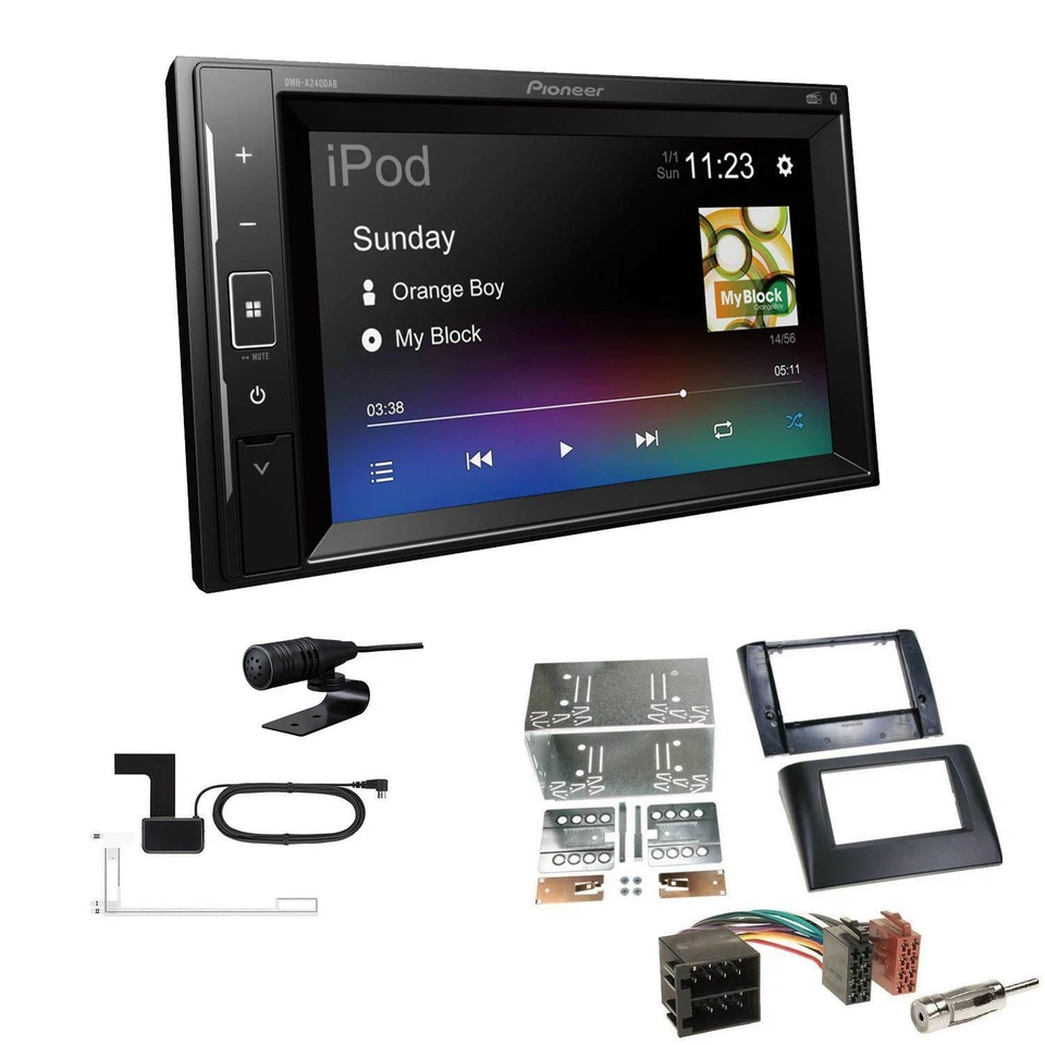 Pioneer Autoradio Bluetooth DAB Apple Android für Fiat Stilo 2001-2008 schwarz