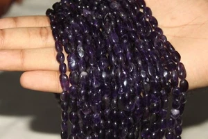 Beads 6×8MM Oval Shape Natural Amethyst Bead For Jewelry Making 13 Inch Beads - Picture 1 of 5