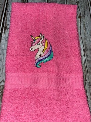 Toalla de mano de baño Mainstays rosa bordado colorido unicornio caballo HS2250 Foto 1 de 4