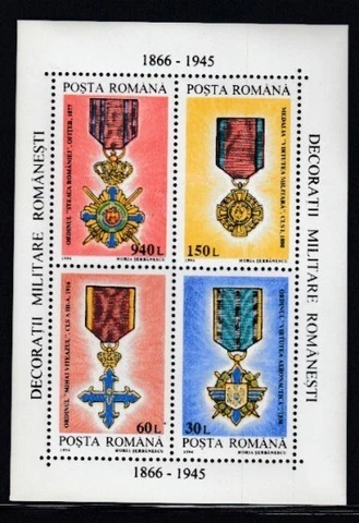 ROMANIA Military Decorations MNH souvenir sheet Cover