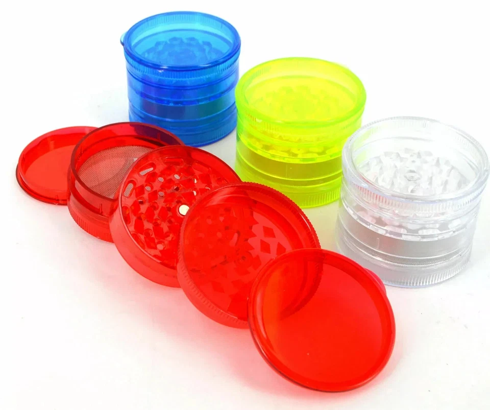 GRINDER PLASTIC 5 PART TOBACCO SHARK TEETH ACRLYLIC HERBS GRINDER STASH CRUSHER