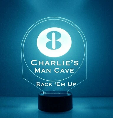 8 Ball Pool Light Up Lamp LED Personalized Pool Game Night Light Lamp, W/ Remote - Image 1 of 4