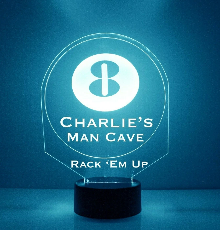 8 Ball Pool Light Up Lamp LED Personalized Pool Game Night Light Lamp, W/ Remote - Image 1 of 4