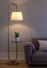 Modern Shelf Floor Lamp Standing Golden With 10 Inches Shelf Off White Lampshade