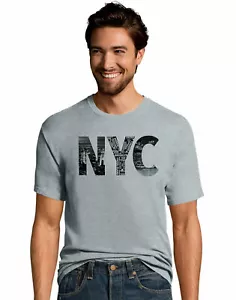New York City NYC Skyline Cotton T-Shirt~Heather Grey Hanes Graphic Tee~ Sz 3XL - Picture 1 of 3