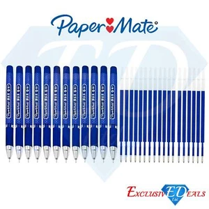 12 x penne gel Paper Mate Inkjoy 0,5 blu e 18 ricariche inchiostro punto ago 0,5 mm gratuite - Foto 1 di 1