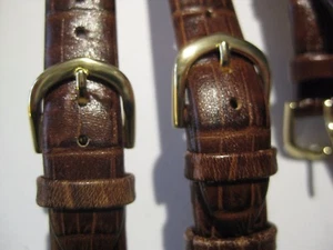 3 Faux Croc Crocodile Genuine Leather Watch Bands brown gold clasp 14mm 1/2 inch - Picture 1 of 3