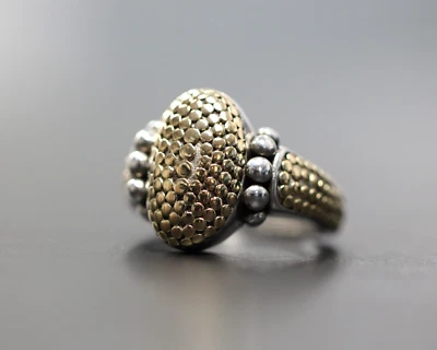 Anillo John Hardy Plata de Ley 925 Oro 18k Punto Cúpula Ovalada 19.2g Talla 9.75 Foto 1 de 4