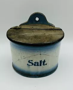 Vintage Early 20th Century Glazed Porcelain Hanging Salt Crock - Picture 1 of 5