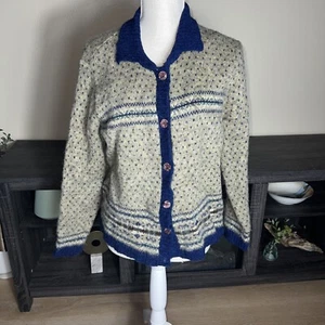Vtg LL Bean Wool Sweater New Zealand Wool Made In Scotland  Cardigan Size Large - Picture 1 of 8