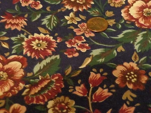 COTTON QUILTING SEWING FABRIC BY THE HALF YARD PINK FLOWERS ON A NAVY BACKGROUND - Picture 1 of 1