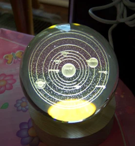 PICK Crystal Globe Paperweight - Glass World Ball Decor Lite Moon - Solar system - Picture 1 of 8