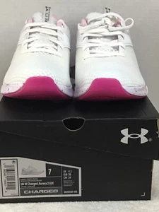 Under Armour Women’s Charged Aurora 2 LUX WHT/PNK Size 7 - Picture 1 of 9