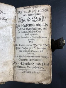1662 Nürnbergisches Geist- u. Lehrreiches Handbuch in Siebentzig Dominicus Beer - Bild 1 von 21