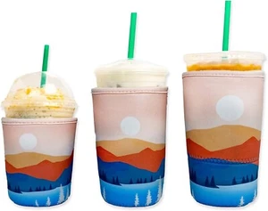 Baxendale Iced Coffee Sleeves for Cold Drink Cups - 3 Pack Reusable Neoprene - Picture 1 of 7