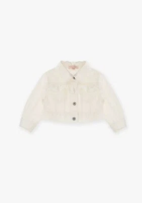 PLEASE GIACCHETTO DENIM JEANS BIANCO  BAMBINA PRIMAVERA ESTATE  2 3 4  ANNI - Immagine 1 di 2