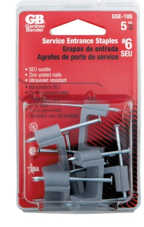 6 Packs 3/4 Plastic Insulated  Service Entrance Staples #6 SEU _30 Staples Total - Image 1 of 2
