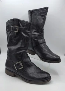 Bare Traps Boots Womens 8 M Samantha Riding Black Faux Zip Buckle TINY FLAW Read - Picture 1 of 10