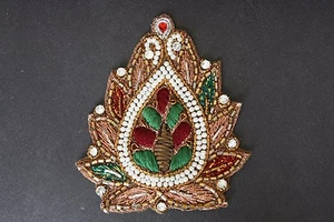Patch applique vintage Jasdee lavoro a mano perle strass e ricamo #A1362 - Foto 1 di 1