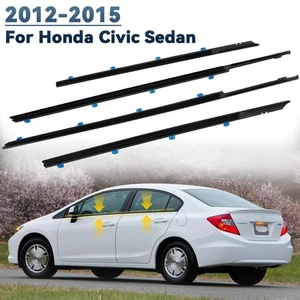 Cinturón de sellado de moldura de ventana resistente a la intemperie 4 piezas para Honda Civic Sedán 2012-2015 - Imagen 1 de 8
