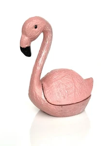 "Estatuilla vintage de hierro fundido rosa caja baratija flamenco de metal macizo 4,5""x4""x2""" - Imagen 1 de 24