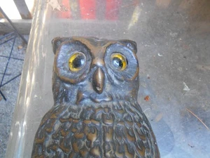 Antike Eule Andiron Gusseisen Messing selten sehr sammelwürdig Glasaugen - Bild 1 von 10